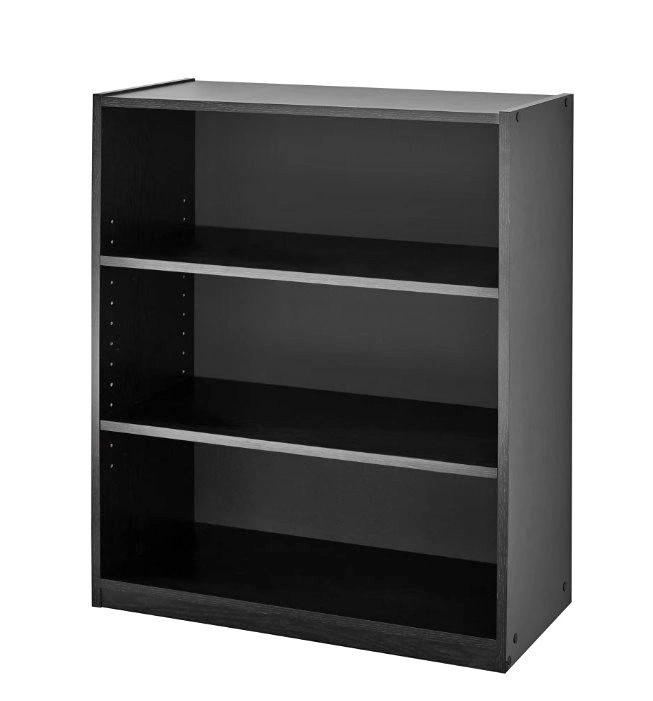 3-Shelf Bookcase with Adjustable Shelves, True Black Oak