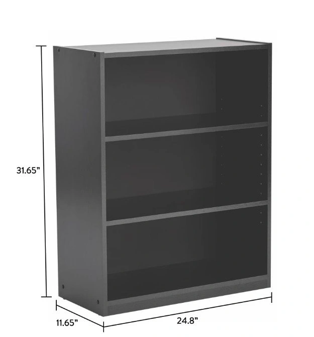 3-Shelf Bookcase with Adjustable Shelves, True Black Oak - photo 2