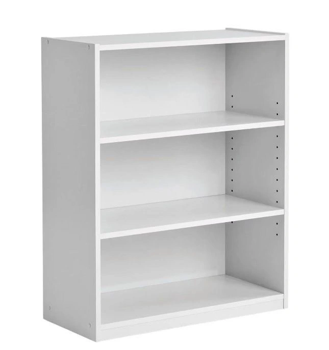 3-Shelf Bookcase with Adjustable Shelves, White