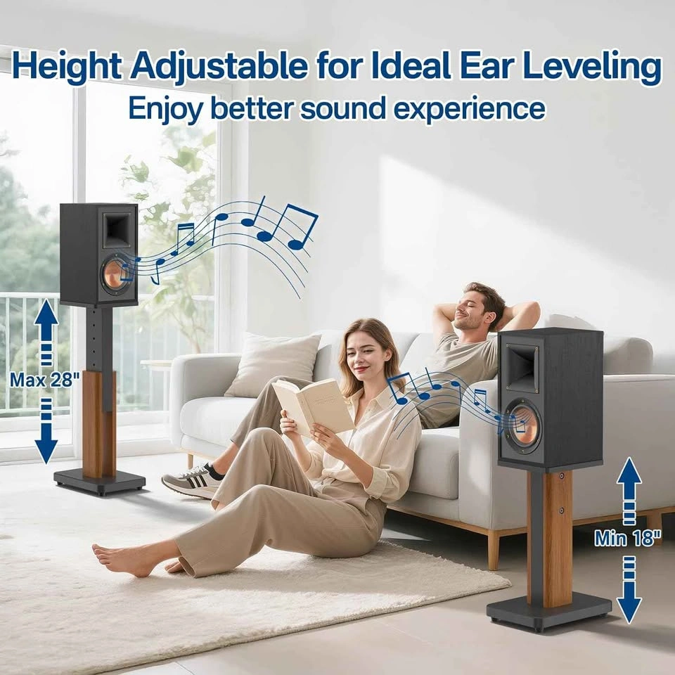 Chunxiao Height Adjustable Wood Grain Speaker Stands (Pair) - photo 2