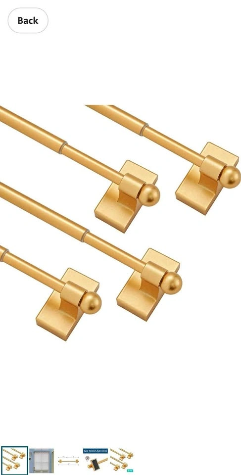 Magnetic Curtain Rods - 4 Pack, Gold