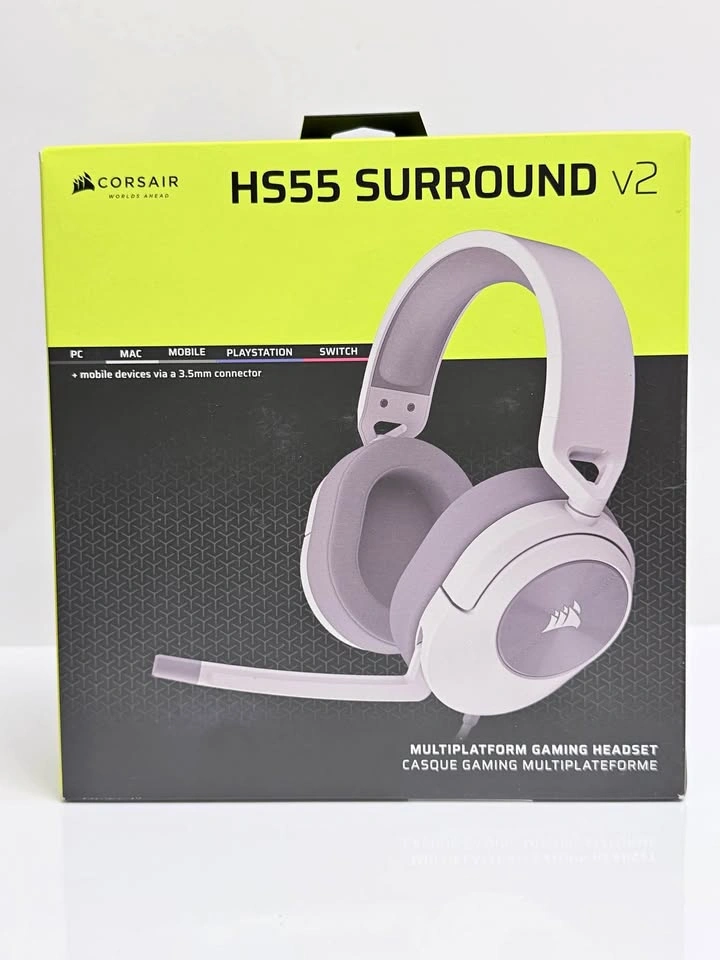 Corsair HS55 SURROUND v2 Wired Gaming Headset - White