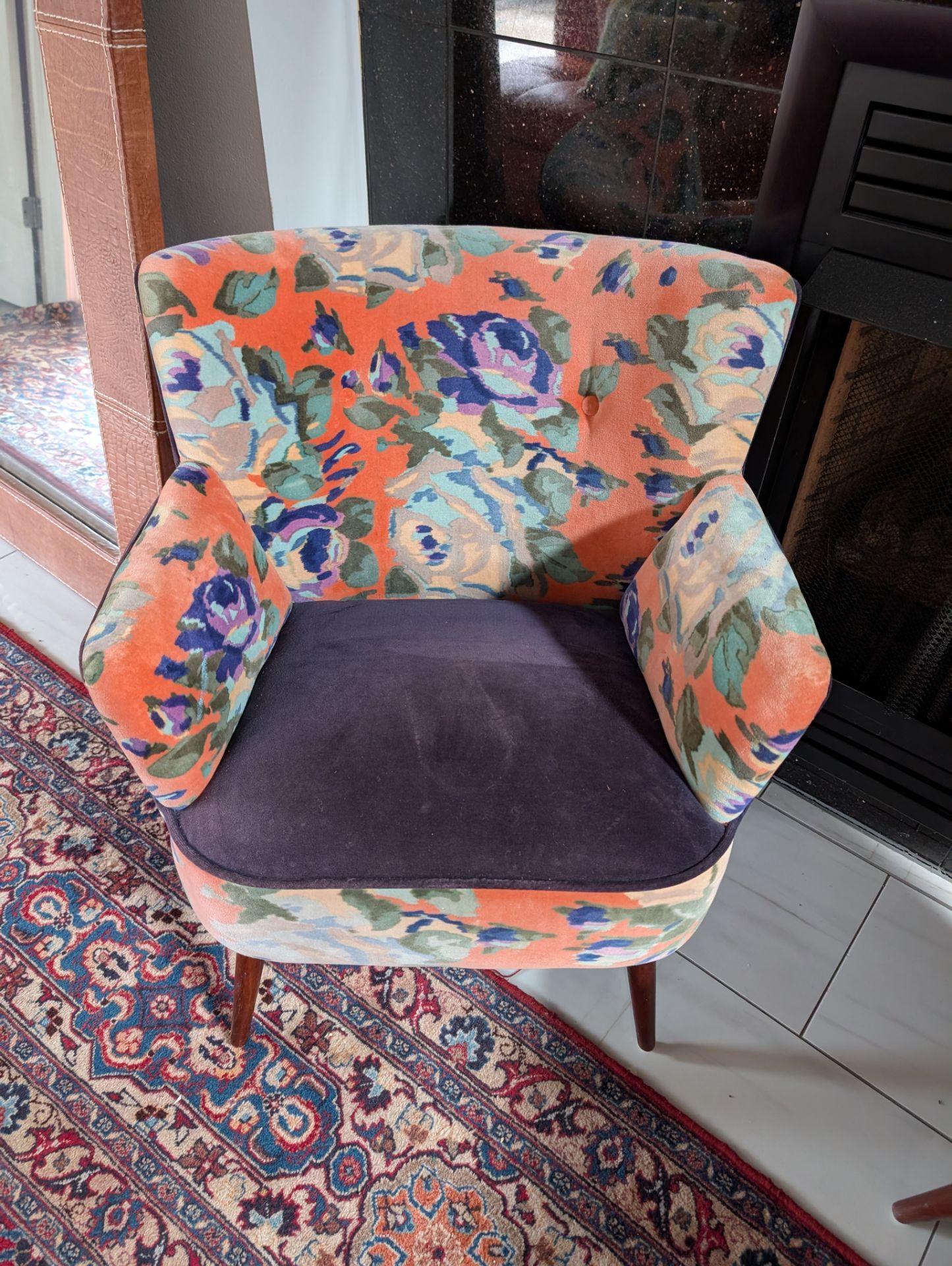 2 Tanya Petite Accent Chairs - Orange Velvet by Anthropologie