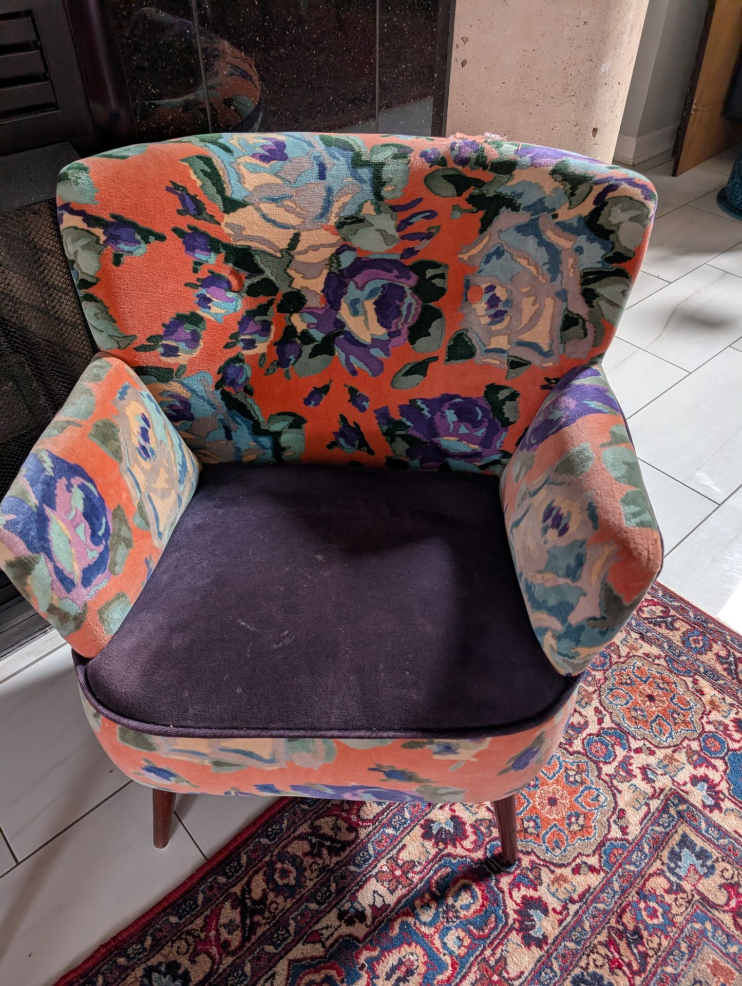 2 Tanya Petite Accent Chairs - Orange Velvet by Anthropologie - photo 2