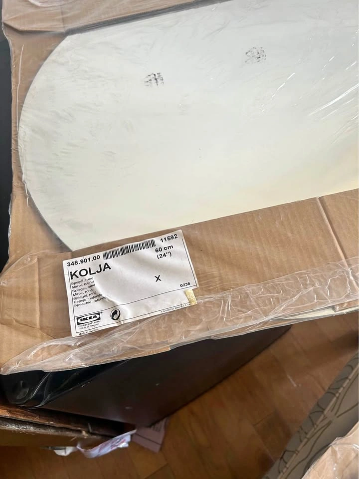 IKEA KOLJA Round Frameless Mirror 24" New
