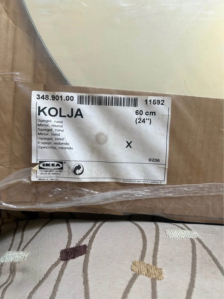 IKEA KOLJA Round Frameless Mirror 24" New - photo 2