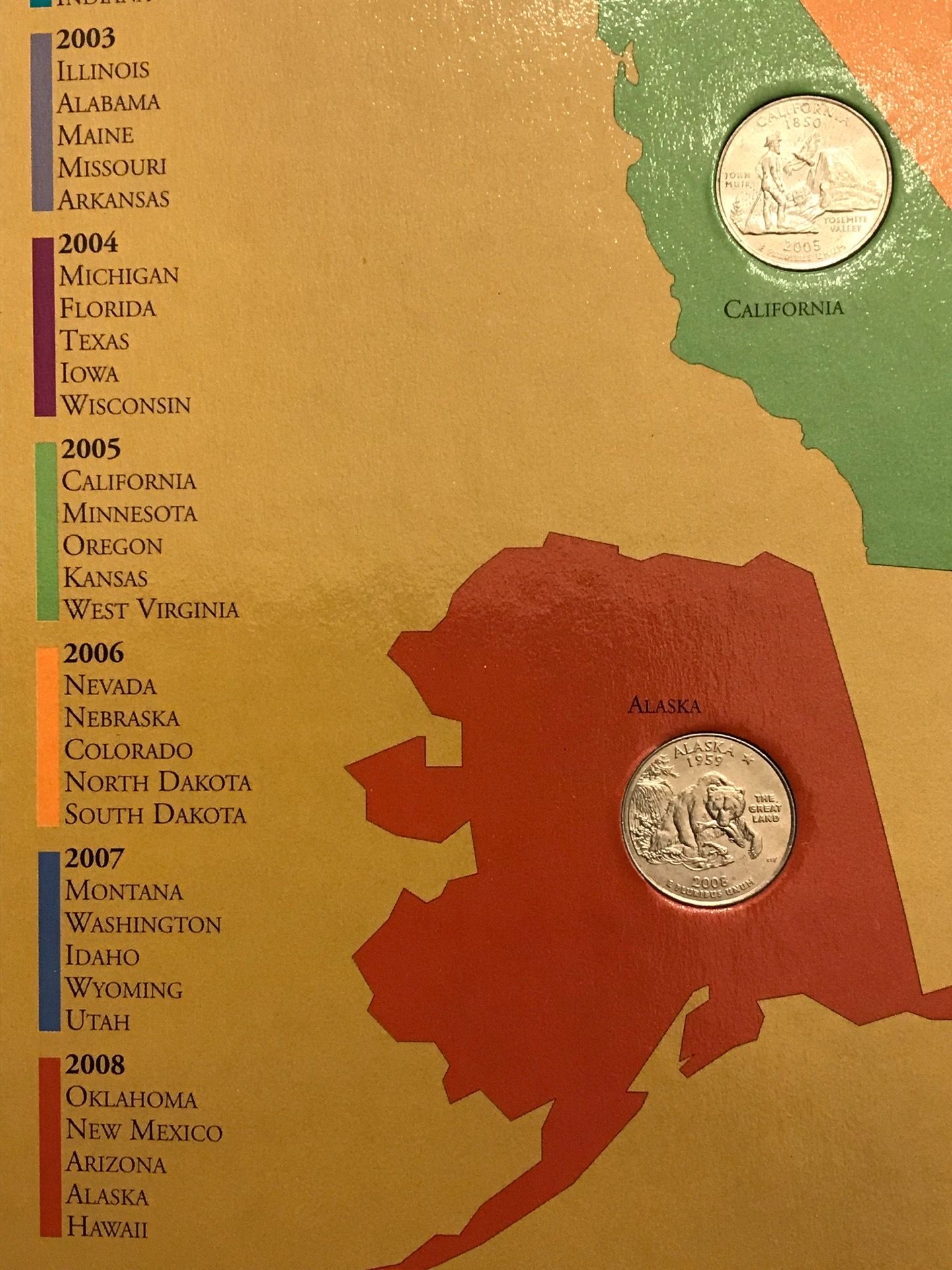FIRST STATE QUARTERS OF THE USA COLLECTORS MAP 1999-2008 - photo 4