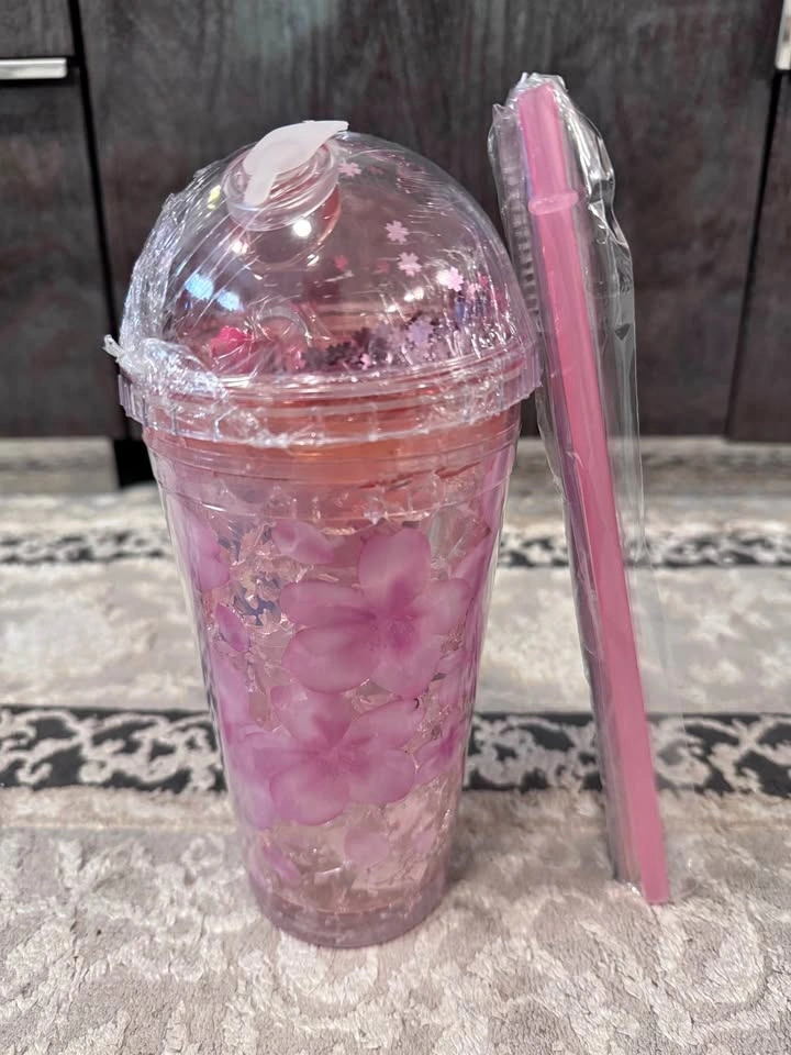 Brand New Cute Pink Tumbler Set w/ Straw, Lid & Accessories 🌸✨
