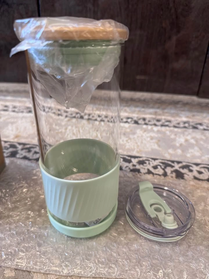 Brand New Pandaloo Glass Cup w/ Bamboo Lid & Straws – 20oz 🌿🥤 - photo 2