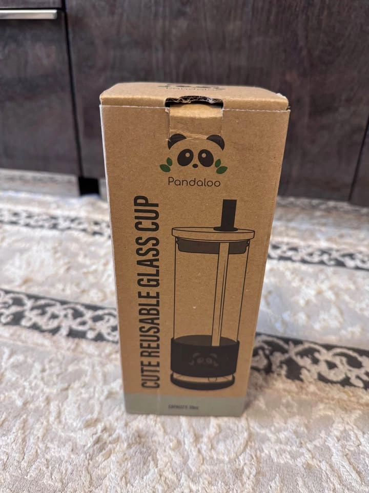 Brand New Pandaloo Glass Cup w/ Bamboo Lid & Straws – 20oz 🌿🥤 - photo 3