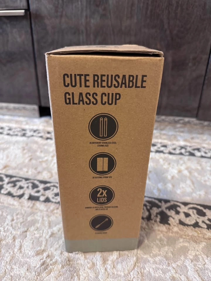 Brand New Pandaloo Glass Cup w/ Bamboo Lid & Straws – 20oz 🌿🥤 - photo 4