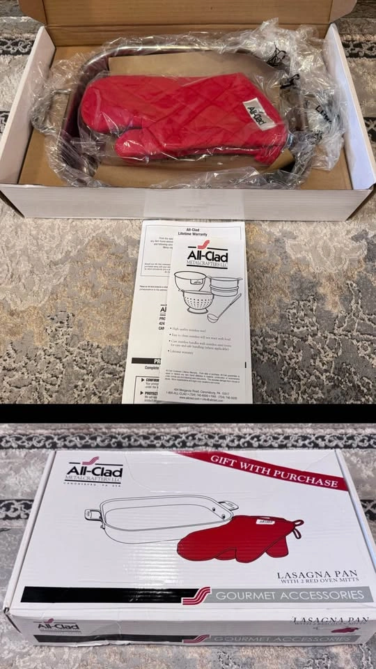 Brand New All-Clad Lasagna Pan Set + Oven Mitts 🔥 - photo 4