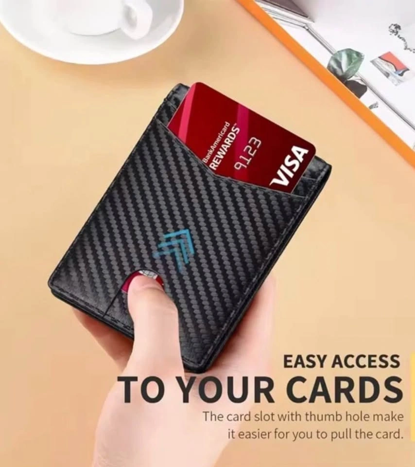 Men's Wallet Ultra Thin Rfid Leather with ID Window Carbon Fiber - photo 5