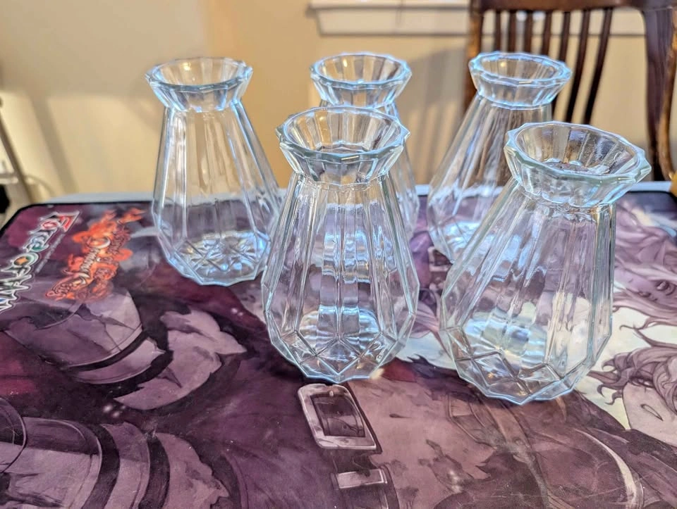 Five Crystal Glasses Vases