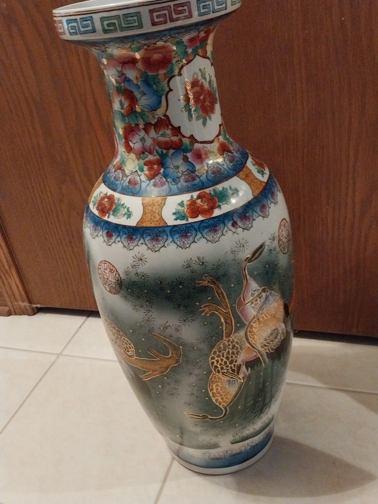 24" Satsuma Style Chinese Floor Vase
