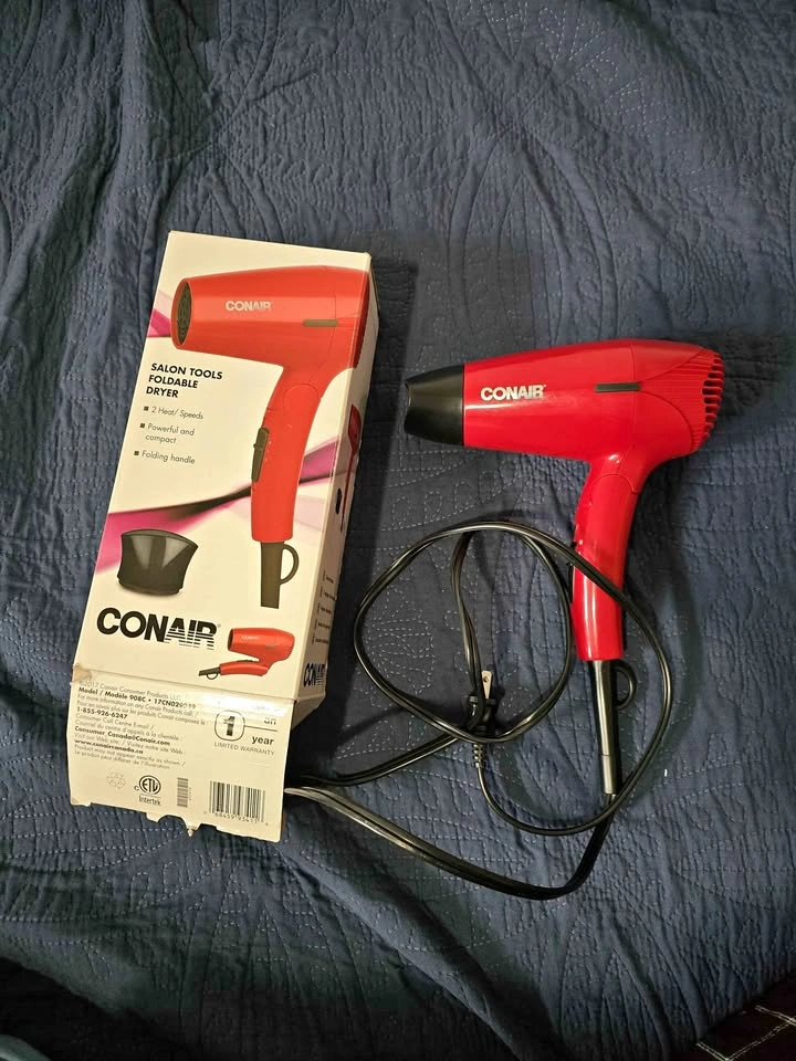 Conair Foldable Hair Dryer (Red) - Travel Friendly!