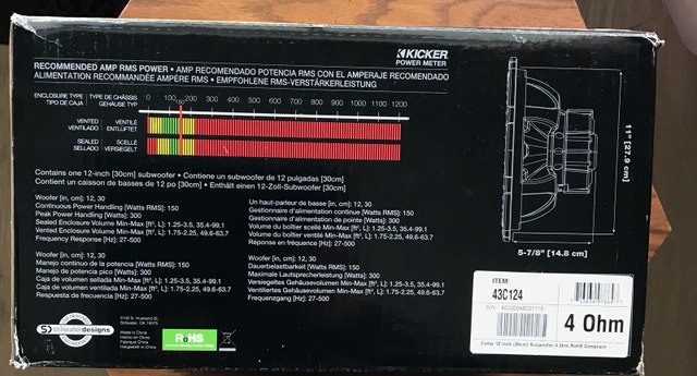 Kicker 43C124 Comp Series 12" 150W RMS Subwoofer - photo 3