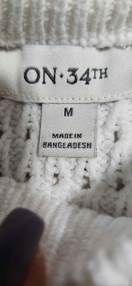 Women's White Cableknit Long Sleeve Sweater, Size M - photo 2