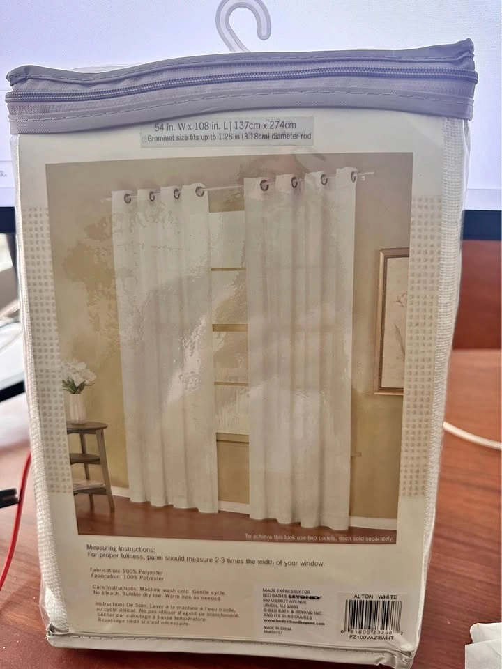 ALTON White Grommet Curtain Panel – 54" x 108" – New in Package