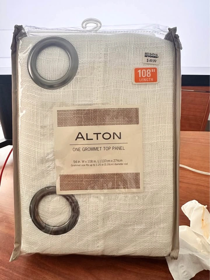 ALTON White Grommet Curtain Panel – 54" x 108" – New in Package - photo 2