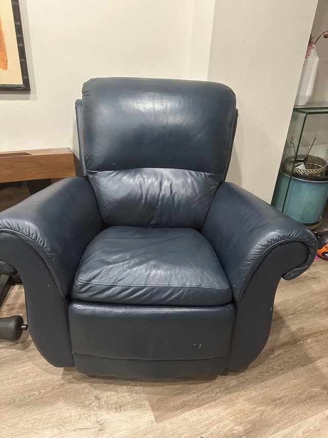 Navy Blue Leather Recliner Chair