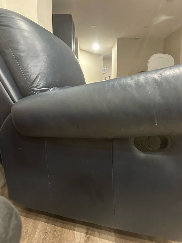 Navy Blue Leather Recliner Chair - photo 5