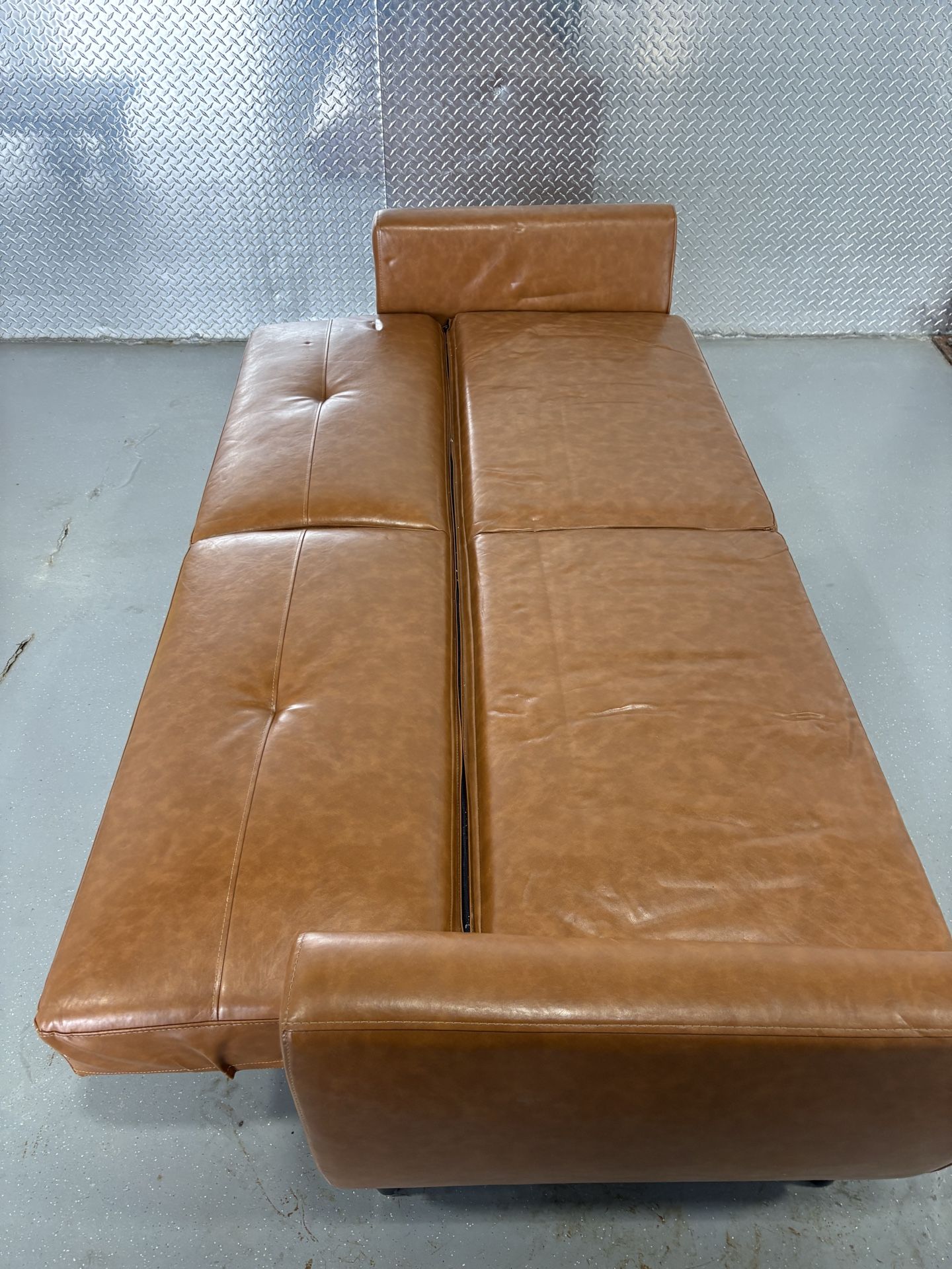 78 in Faux Leather Brown Couch/Futon with Storage - photo 3