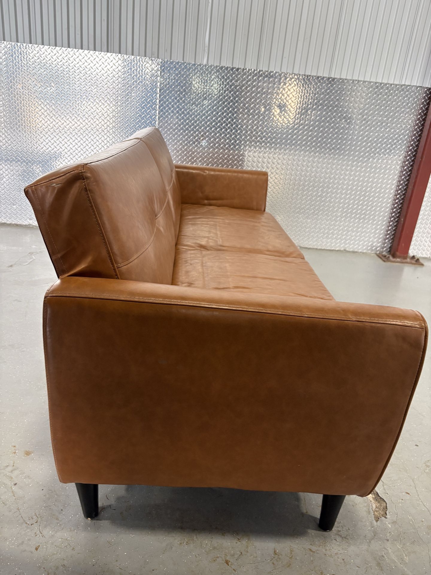 78 in Faux Leather Brown Couch/Futon with Storage - photo 5