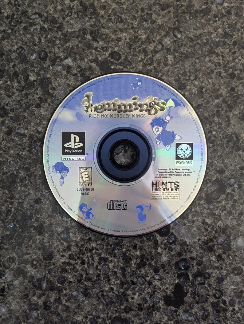 Lemmings & Oh No More Lemmings PS1 (1998) DISC ONLY