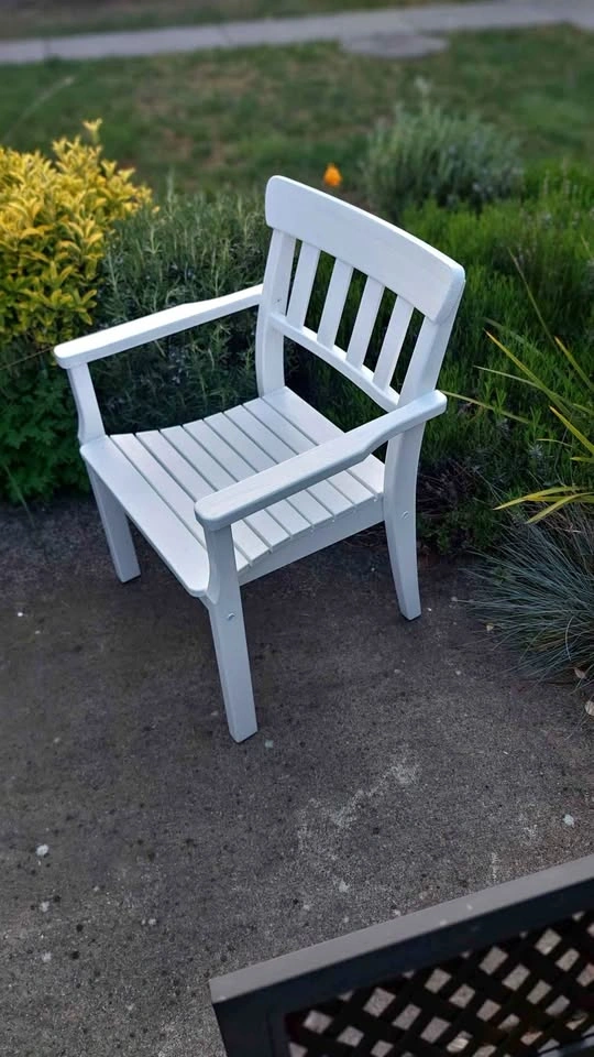 White Outdoor Patio Wood Chair