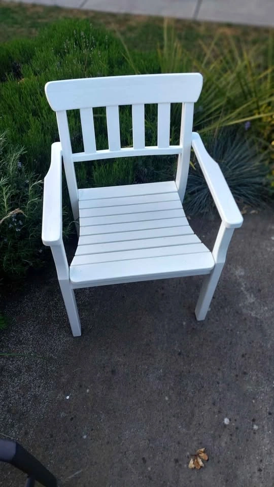 White Outdoor Patio Wood Chair - photo 2