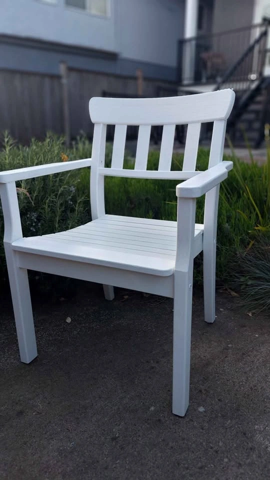 White Outdoor Patio Wood Chair - photo 4
