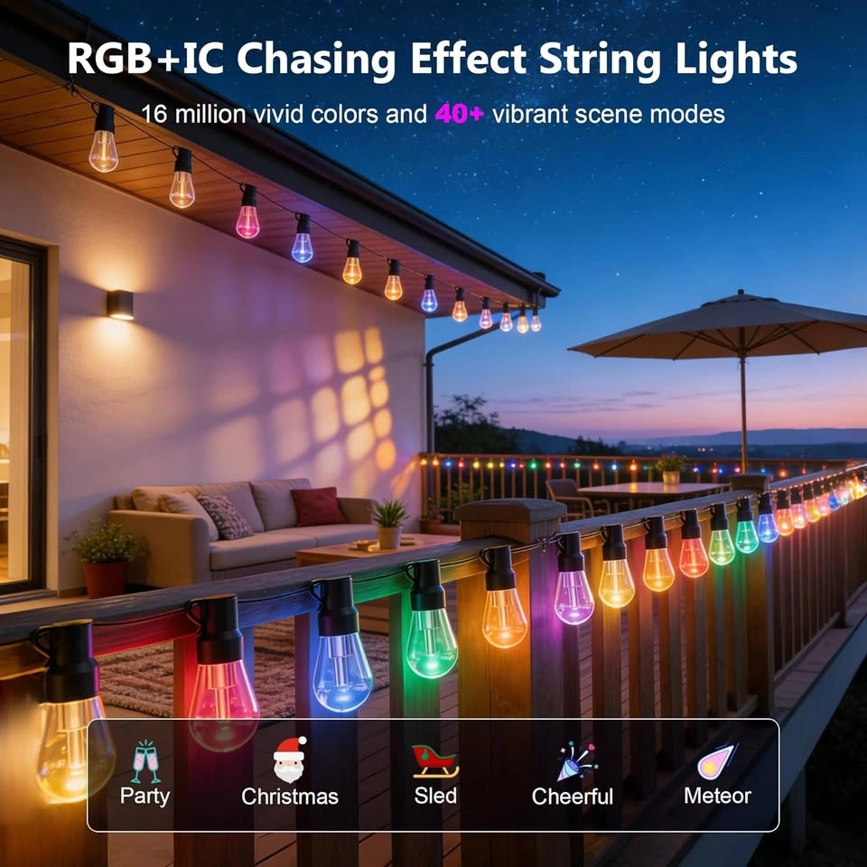Outdoor String Lights, 150FT RGB+IC Outside Light - photo 4