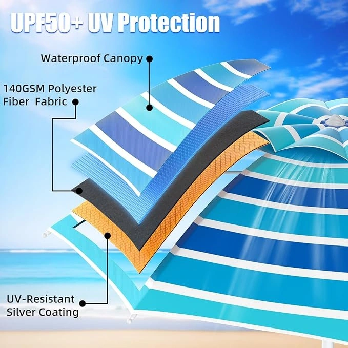8ft. Beach Umbrella with Sand Anchor & Tilt - photo 2