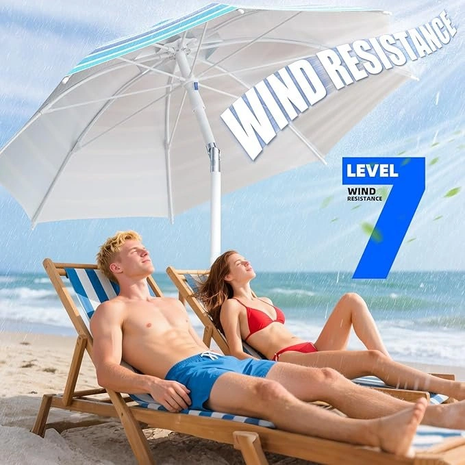 8ft. Beach Umbrella with Sand Anchor & Tilt - photo 4