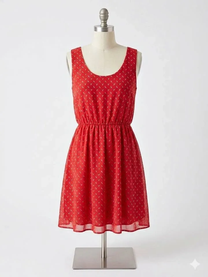 Red Sleeveless A-Line Dress Small