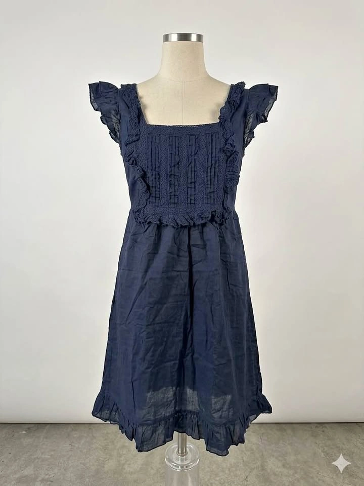 Navy Blue Ruffle Dress XS