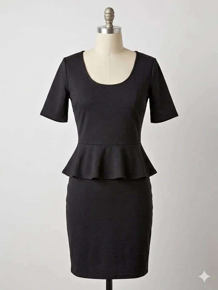 Charcoal Peplum Sheath Dress XS