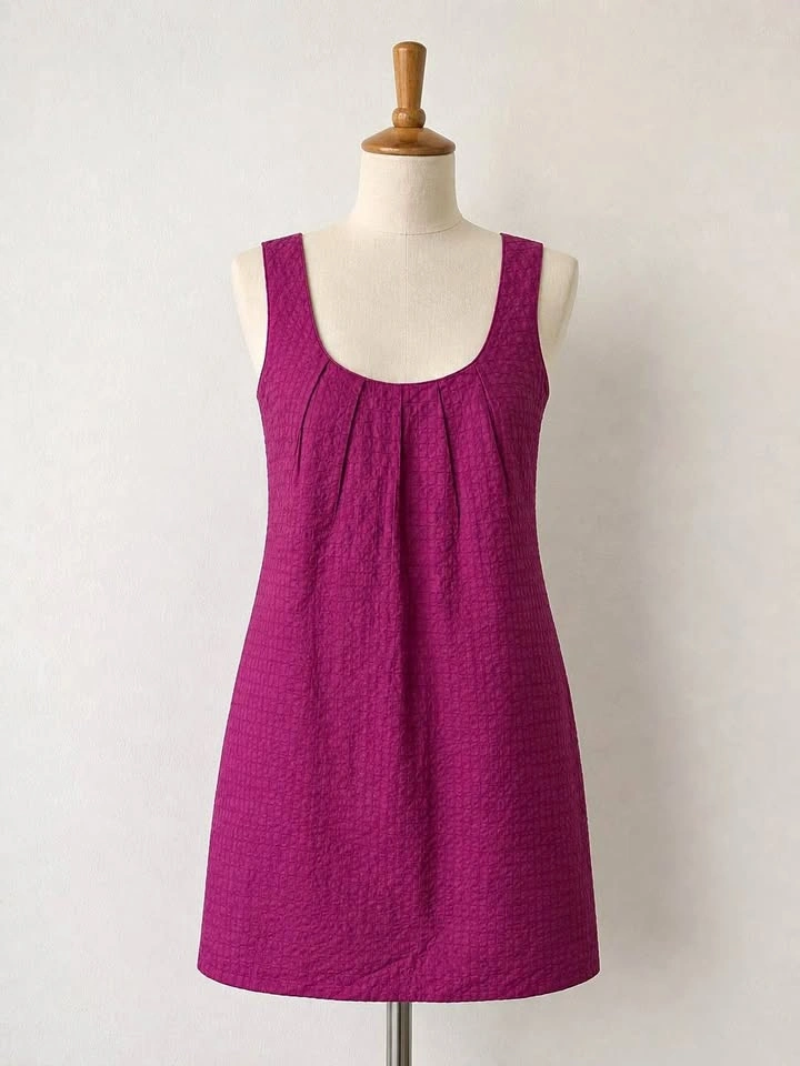 Women's Sleeveless Mini Purple Textured Dress XS