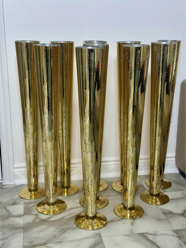 10 Tall 32” Gold Trumpet Vases - photo 5