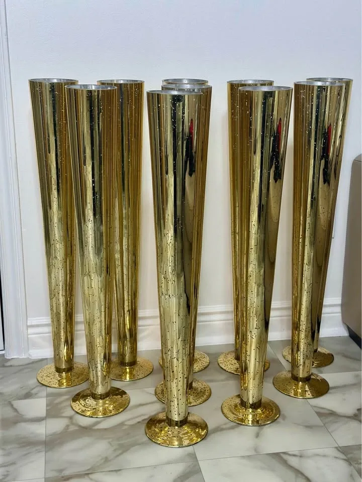 10 Tall 32” Gold Trumpet Vases - photo 5