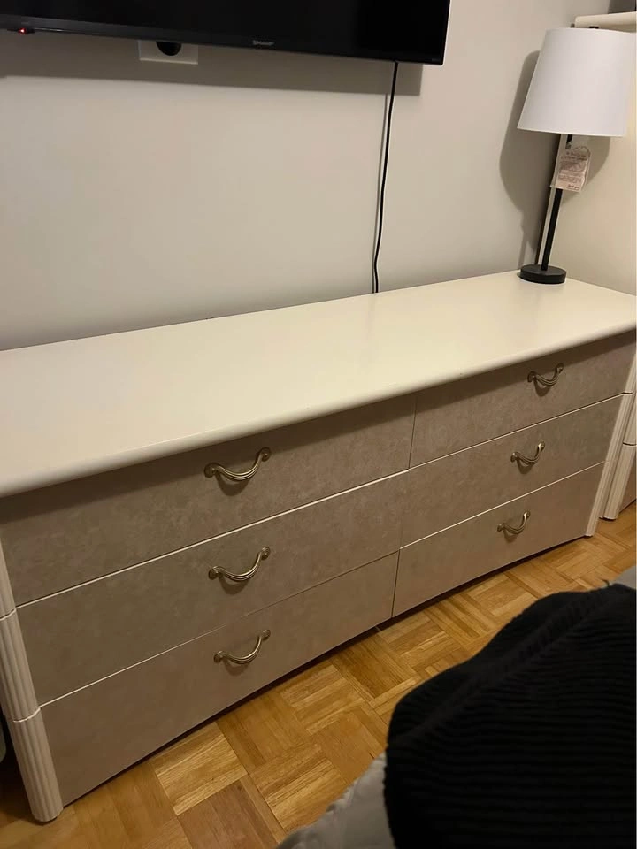 Beige Bedroom Wardrobe, Nightstands & Dresser Set - photo 4