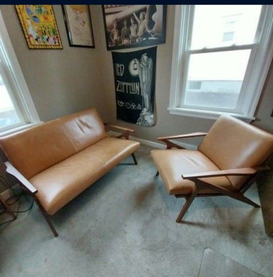 Mid-century Modern Chair And Loveseat