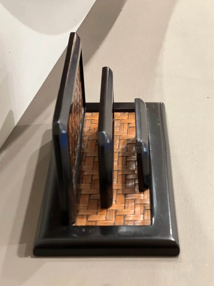 Woven Rattan and Black Wood Letter Holder - photo 5