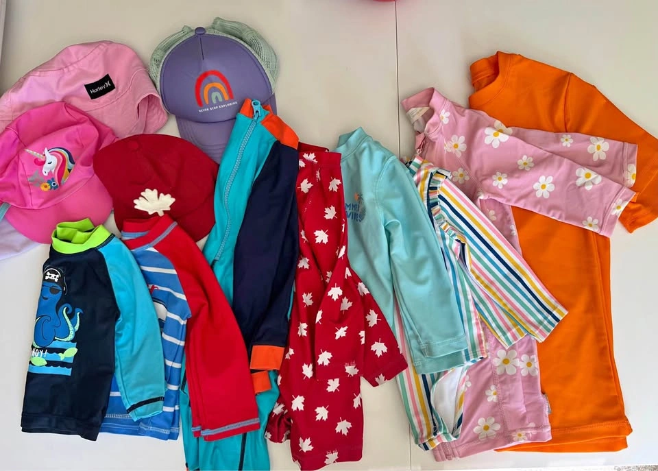 Kids swimwear and hats