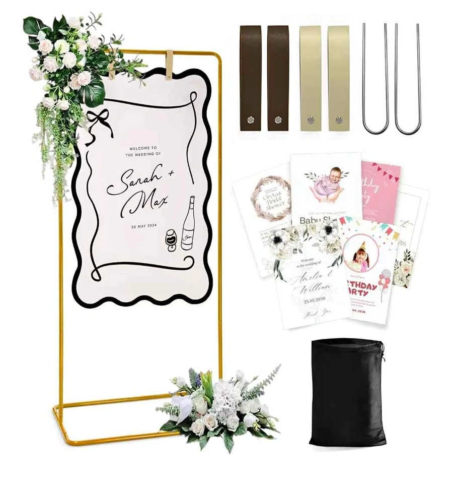 Gold Metal Welcome Sign Stand
