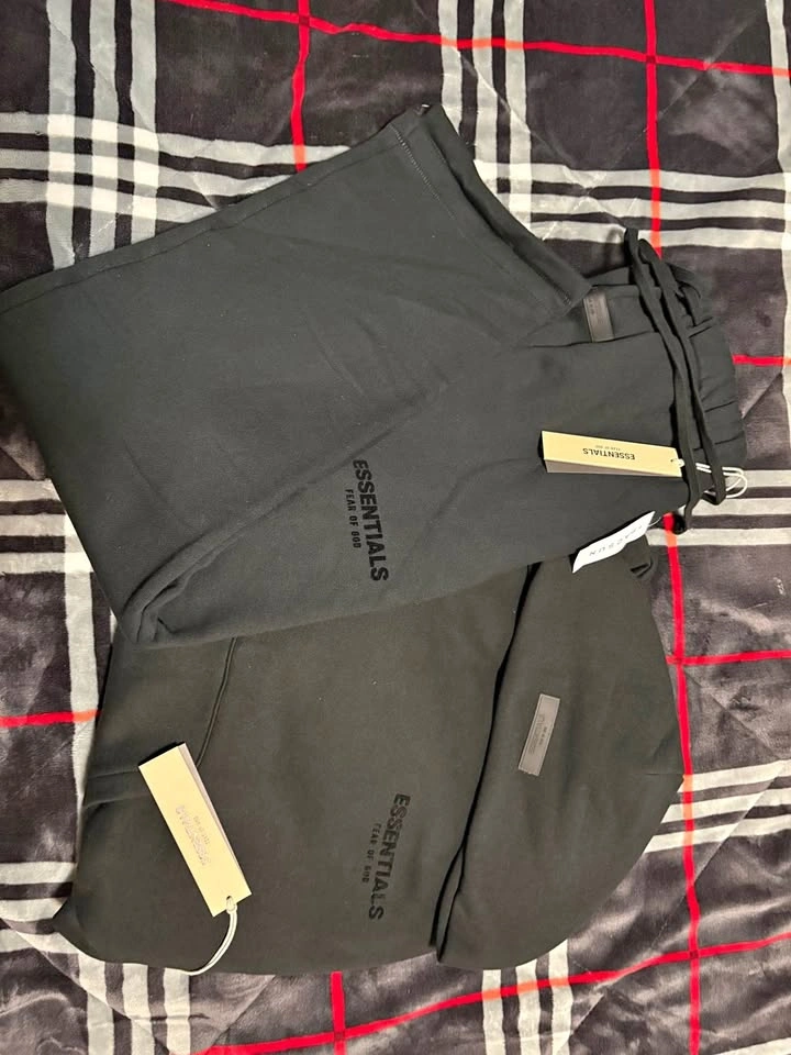 Essentials Black Track Hoodie & Pants Set