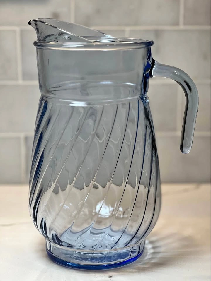 Vintage Blue Glass Pitcher - Indiana Glass/Anchor Hocking