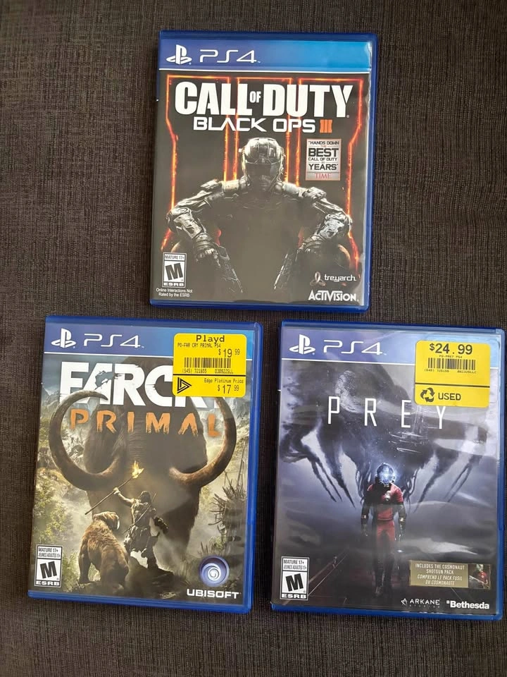 PS4 Games - Black Ops III, Far Cry Primal, Prey