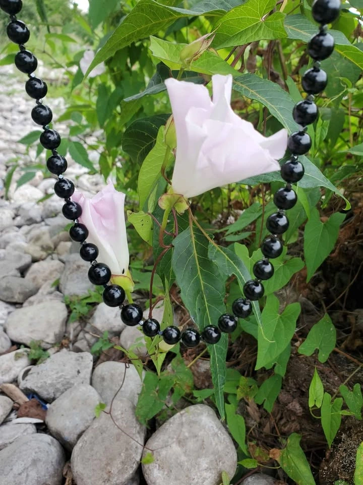 Handmade Black Tourmaline Obsidian Necklace Silver Clasp - photo 4